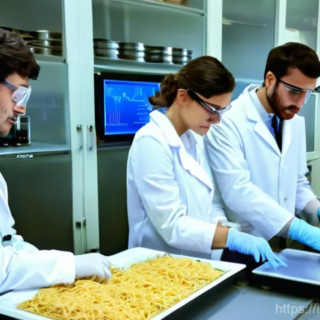 농산물품질관리사 관련 학과 선택 요령 - **Prompt Title: Italian Food Science Experts in the Lab**
**Prompt:** A diverse group of young ...