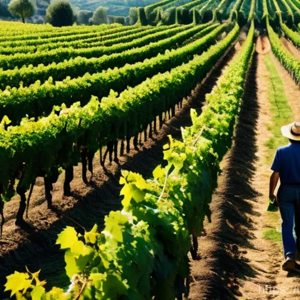 농산물품질관리사 이론 공부 핵심 - **Prompt:** A picturesque, sun-drenched Italian vineyard in Tuscany, with rows of vibrant green grap...