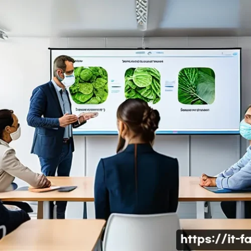 Home 33 농산물품질관리사 자격증 유지를 위한 재교육 - A professional training session in an Italian agro-food quality control classroom, featuring diverse...