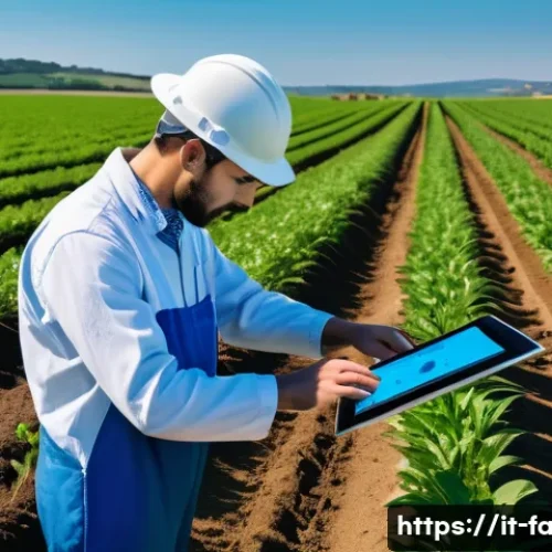 Home 31 농산물품질관리사 전문성 강화 방법 - A modern Italian agricultural field featuring integrated quality control systems: a professional far...