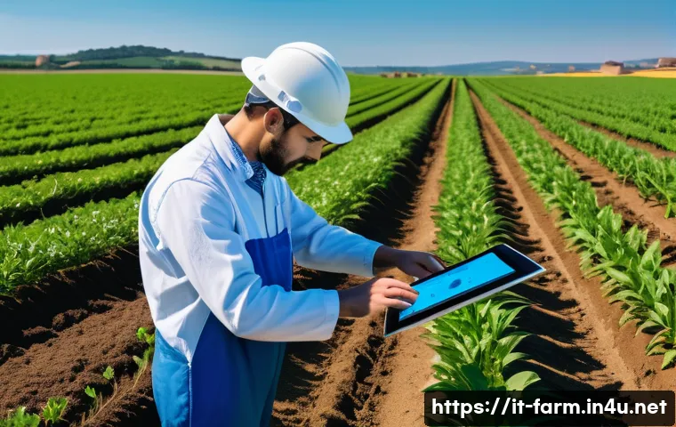 농산물품질관리사 전문성 강화 방법 - A modern Italian agricultural field featuring integrated quality control systems: a professional far...
