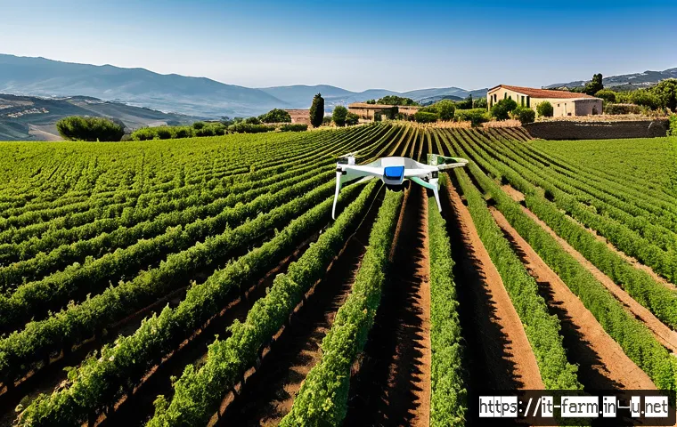 농산물품질관리사로서 필요한 핵심 역량 - A modern Italian agricultural farm scene showcasing advanced quality control technology: a professio...
